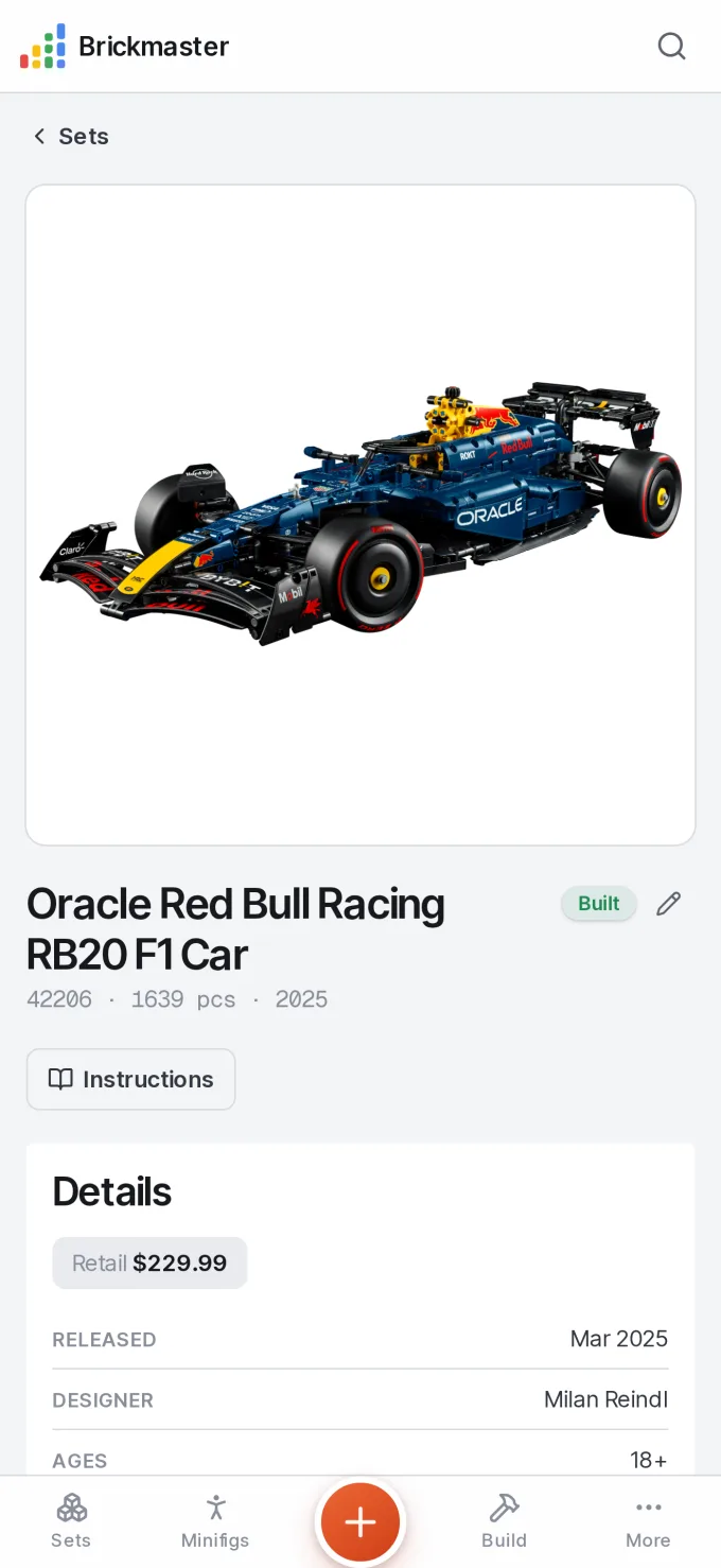 Set detail page with build status and timeline